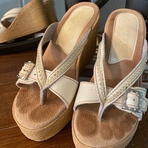 “SBICCA” White Wedges with Rhinestones.